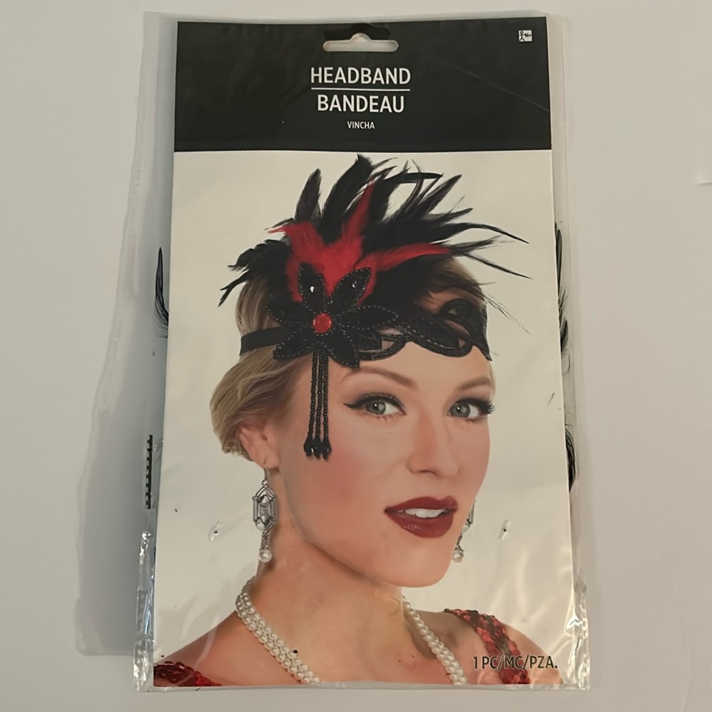 20’s flappy red and black women’s Halloween headband